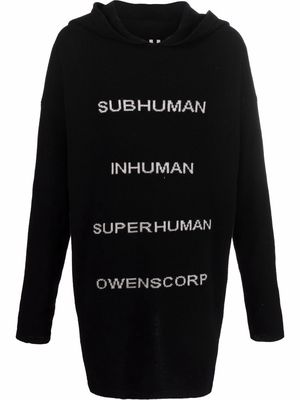 Rick Owens Tommy knitted-text hoodie - Black