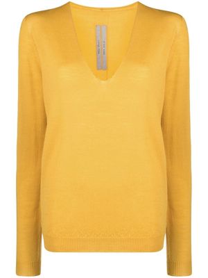 Rick Owens V-neck fine knit jumper - Yellow