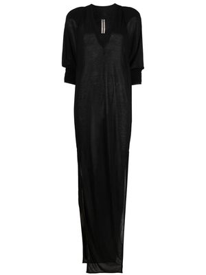 Rick Owens V-neck long-sleeved maxi dress - Black