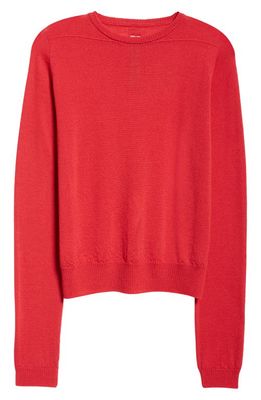 Rick Owens Virgin Wool Crewneck Sweater in Cardinal Red