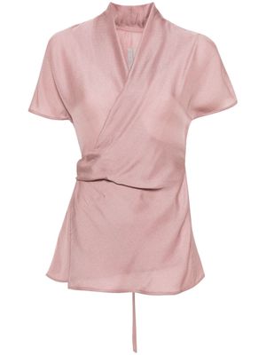 Rick Owens waffle-effect wrap blouse - Pink