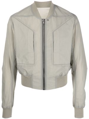 Rick Owens windowpane-print zip-up bomber jacket - Neutrals
