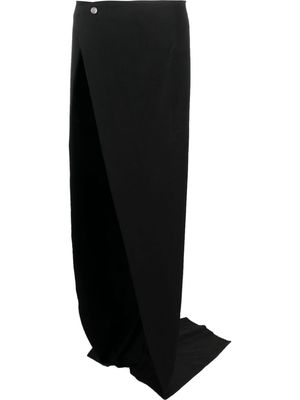 Rick Owens wrap-style long cargo skirt - Black