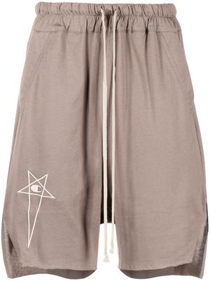 Rick Owens X Champion Beveled Pods logo-embroidered cotton shorts - Brown