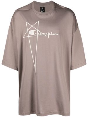 Rick Owens X Champion logo-embossed drop-shoulder T-shirt - Grey