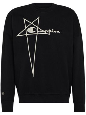 Rick Owens x Champion logo-embroidered cotton sweatshirt - Black