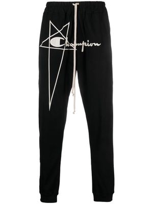 Rick Owens X Champion logo-embroidered cotton track pants - Black