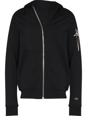 Rick Owens X Champion logo-print zip-up hoodie - Black