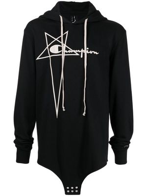 Rick Owens X Champion x Champion embroidered-logo cotton hoodie - Black