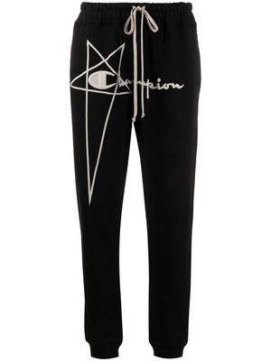 Rick Owens X Champion x Champion logo-embroidered cotton track pants - Black