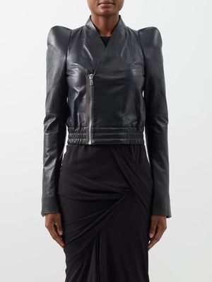 Rick Owens - Zionic Exaggerated-shoulder Leather Biker Jacket - Womens - Black