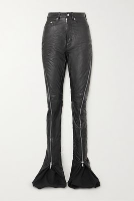 Rick Owens - Zip-detailed Leather Flared Pants - Black