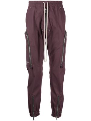 Rick Owens zip-pockers tapered-leg cotton trousers - Purple