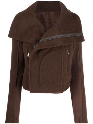 Rick Owens zip-up biker jacket - Brown