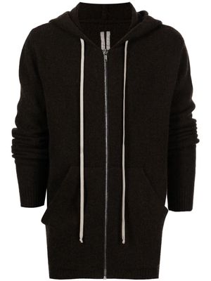 Rick Owens zip-up knitted hoodie - Brown