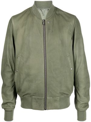 Rick Owens zip-up leather bomber jacket - Green