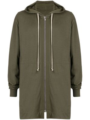 Rick Owens zip-up long-length hoodie - Green