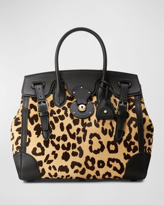 Ricky 33 Leopard Calf Hair Top-Handle Bag