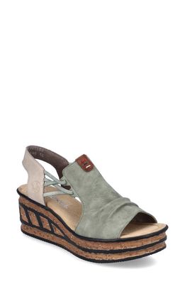 Rieker Rose 76 Platform Wedge Sandal in Schilf Amaretto Ginger