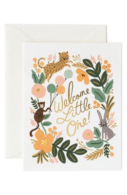 Rifle Paper Co. Welcome Little One Newborn Greeting Card in Multi White 