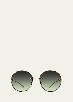 Rigby Havana Titanium & Acetate Round Sunglasses