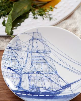 Rigging Blue Canapes Plates, Set of 4