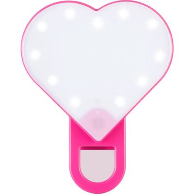 Riki Loves Riki Sweetheart Clip-On LED Selfie Mirror in Pink 