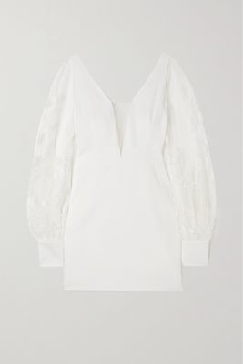 Rime Arodaky - Lisa Open-back Embroidered Tulle And Crepe Mini Dress - White
