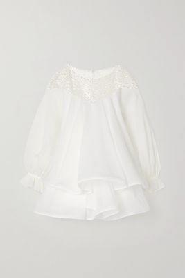 Rime Arodaky - Mar Layered Ruffled Bead-embellished Tulle And Silk-organza Mini Dress - White