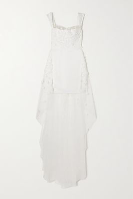 Rime Arodaky - Oshun Embellished Embroidered Tulle And Crepe Mini Dress - White