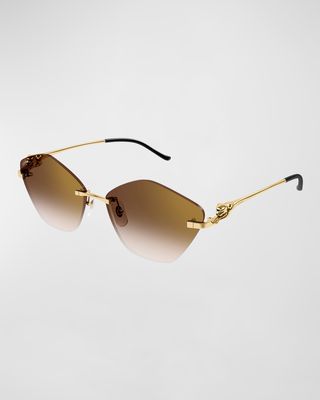 Rimless Metal Alloy Butterfly Sunglasses