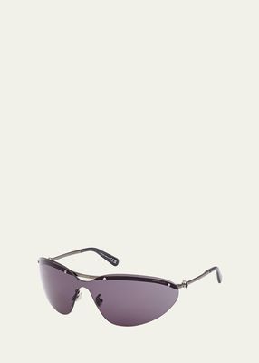 Rimless Metal Alloy Shield Sunglasses
