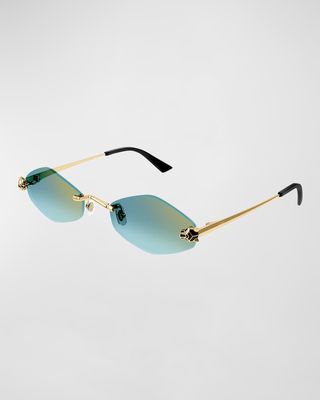 Rimless Panther Metal Alloy Butterfly Sunglasses