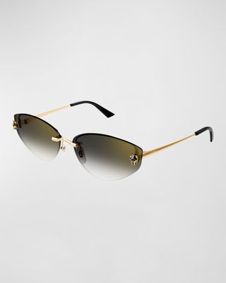 Rimless Panther Metal Alloy Cat-Eye Sunglasses
