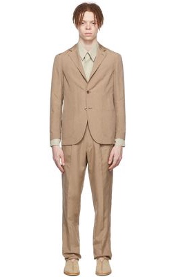 Ring Jacket Tan Silk Suit