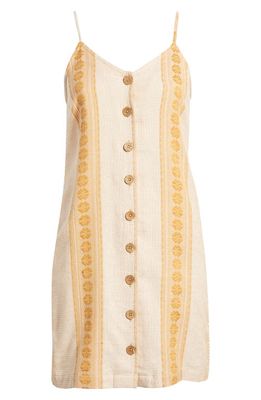 Rip Curl Alma Embroidered Tank Dress in Beige/Gold