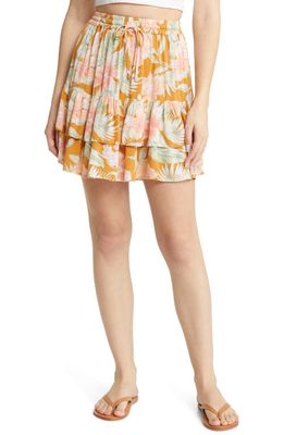 Rip Curl Always Floral Tiered Ruffle Skirt in Gold
