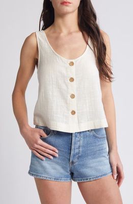 Rip Curl Classic Surf Cotton Crop Button-Up Tank in Bone