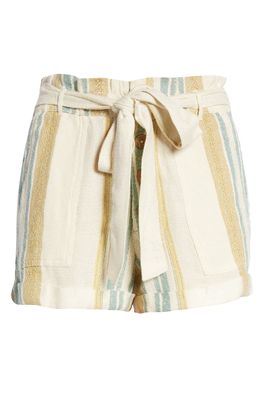 Rip Curl Coast Stripe Tie Waist Shorts in Bone