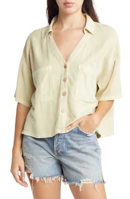 Rip Curl Crop Button-Up Shirt in Off White