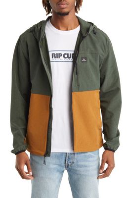 Rip Curl Elite Anti Series Water Repellent Hooded Jacket in Deep Forest