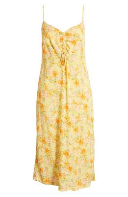 Rip Curl Floral Ruched Sundress in Straw