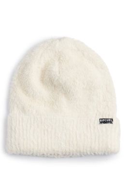 Rip Curl Fuzzy Knit Beanie in Off White