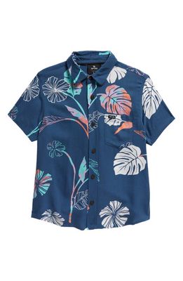 Rip Curl Kids' Mod Tropics Button-Up Shirt in Washed Navy