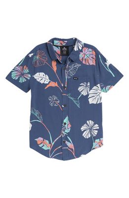 Rip Curl Kids' Mod Tropics Short Sleeve Button-Up Shirt in Washed Navy