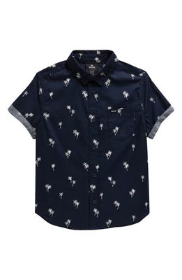 Rip Curl Kids' Paradise Palms Short Sleeve Cotton Button-Up Shirt in Navy