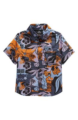 Rip Curl Kids' Static Youth Tropical Print Cotton Button-Up Shirt in Multico