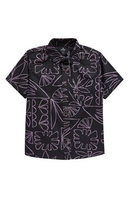 Rip Curl Kids' Tropical Floral Short Sleeve Cotton Button-Up Shirt in Lilac