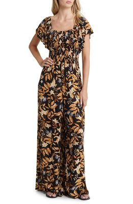 Rip Curl La Isla Flutter Sleeve Jumpsuit in Black Multi