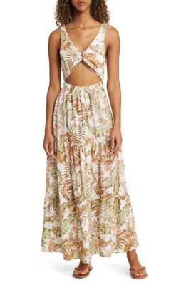 Rip Curl La Quinta Floral Smocked Maxi Dress in Off White